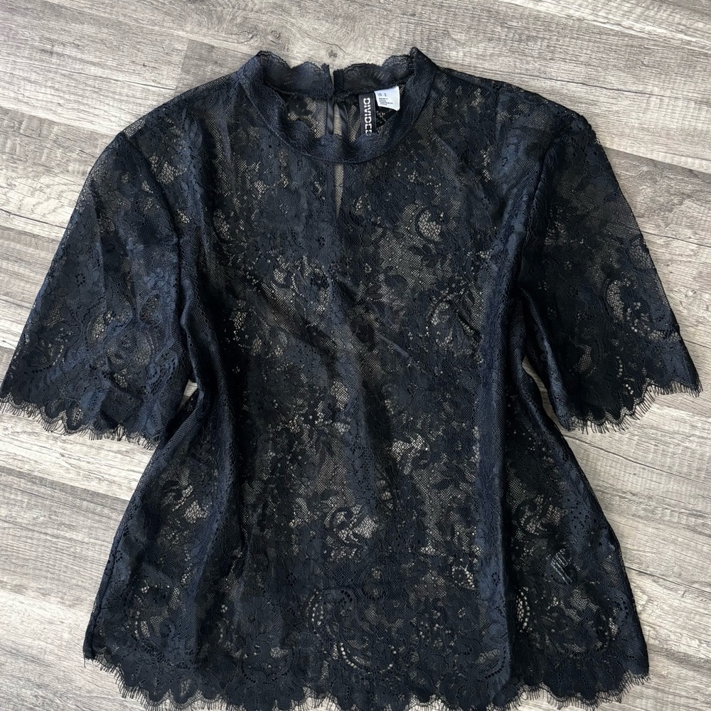 Sheer Black Lace Top H&M